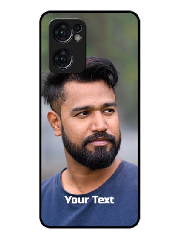 Custom Reno 7 5G Glass Mobile Cover: Photo with Text