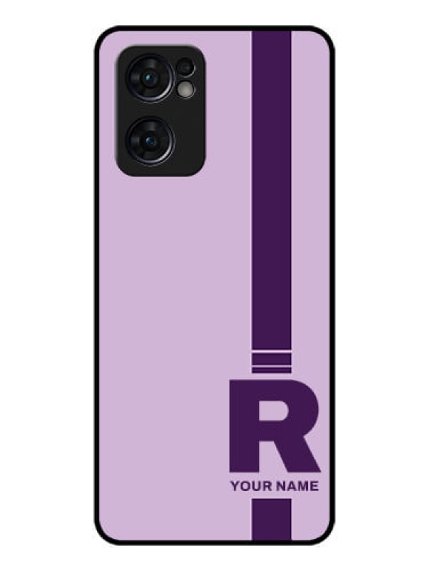 Custom Oppo Reno 7 5G Photo Printing on Glass Case - Simple dual tone stripe with name Design