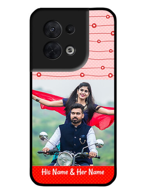 Custom Oppo Reno 8 5G Personalized Glass Phone Case - Red Pattern Case Design