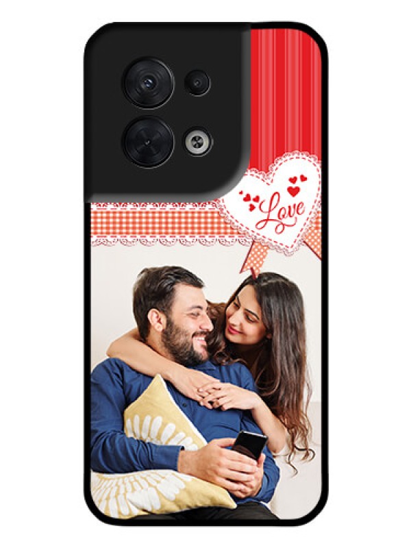Custom Oppo Reno 8 5G Custom Glass Mobile Case - Red Love Pattern Design