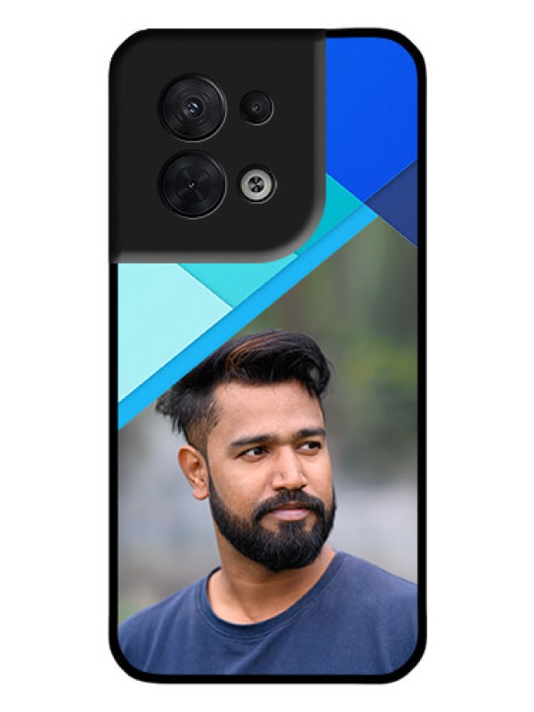 Custom Oppo Reno 8 5G Custom Glass Phone Case - Blue Pattern Design