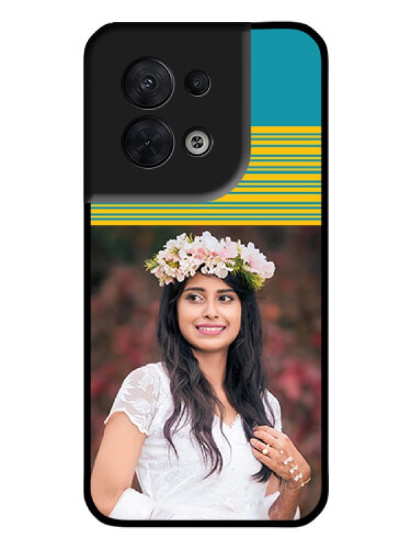 Custom Oppo Reno 8 5G Custom Glass Phone Case - Yellow & Blue Design