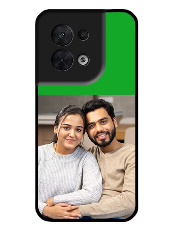 Custom Oppo Reno 8 5G Personalized Glass Phone Case - Green Pattern Design