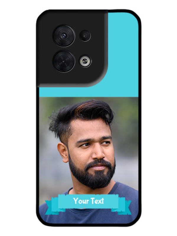 Custom Oppo Reno 8 5G Personalized Glass Phone Case - Simple Blue Color Design