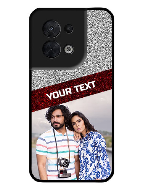 Custom Oppo Reno 8 5G Personalized Glass Phone Case - Image Holder with Glitter Strip Design