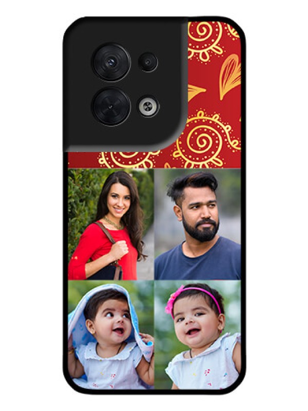 Custom Oppo Reno 8 5G Photo Printing on Glass Case - 4 Image Traditional Design