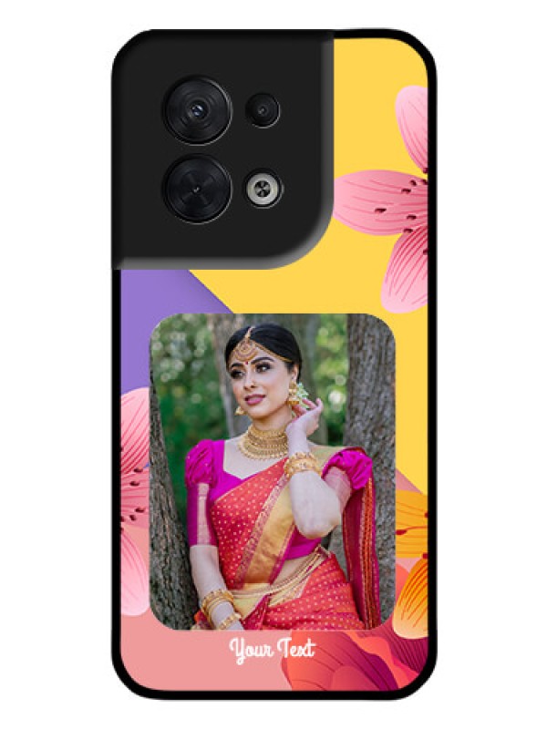 Custom Oppo Reno 8 5G Custom Glass Mobile Case - 3 Image With Vintage Floral Design