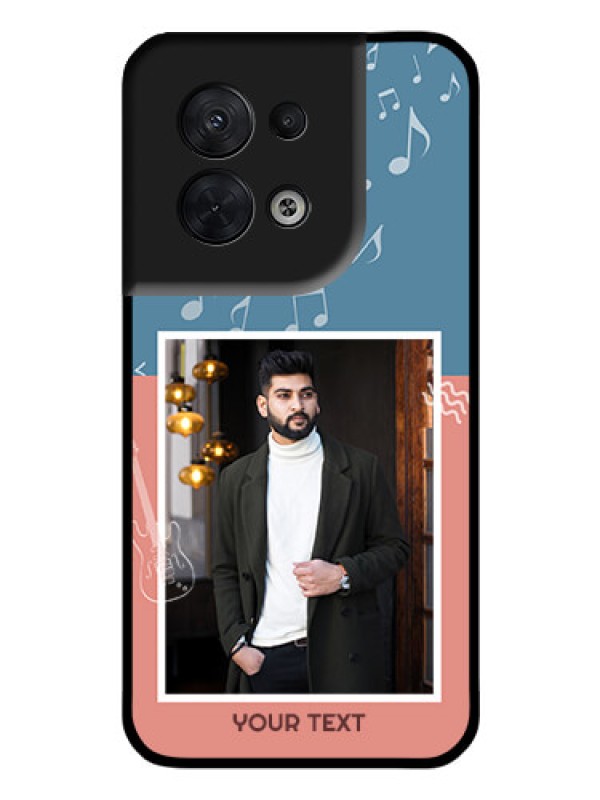 Custom Oppo Reno 8 5G Photo Printing on Glass Case - with Color Musical Note Design