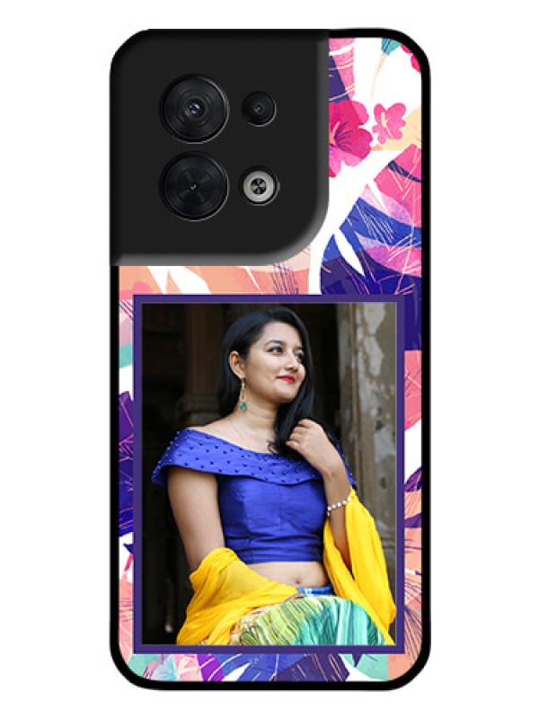 Custom Oppo Reno 8 5G Custom Glass Mobile Case - Abstract Floral Design