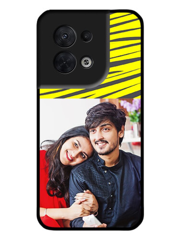 Custom Oppo Reno 8 5G Photo Printing on Glass Case - Yellow Abstract Design