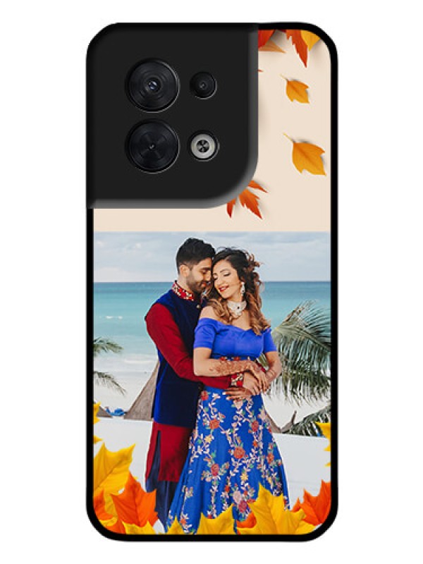 Custom Oppo Reno 8 5G Photo Printing on Glass Case - Autumn Maple Leaves Design