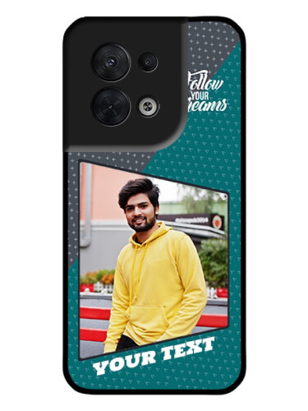 Custom Oppo Reno 8 5G Personalized Glass Phone Case - Background Pattern Design with Quote