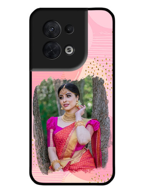 Custom Oppo Reno 8 5G Personalized Glass Phone Case - Gold Glitter Splash Design