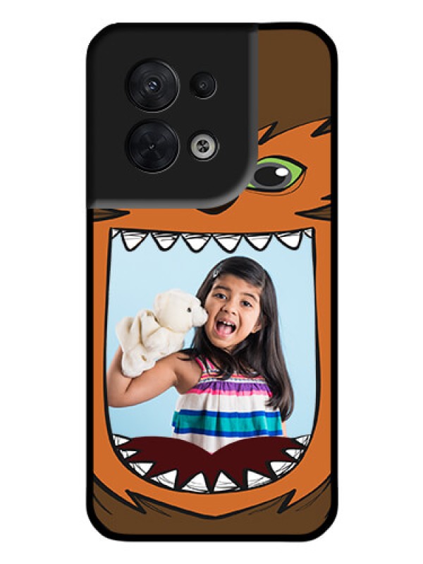 Custom Oppo Reno 8 5G Photo Printing on Glass Case - Owl Monster Back Case Design