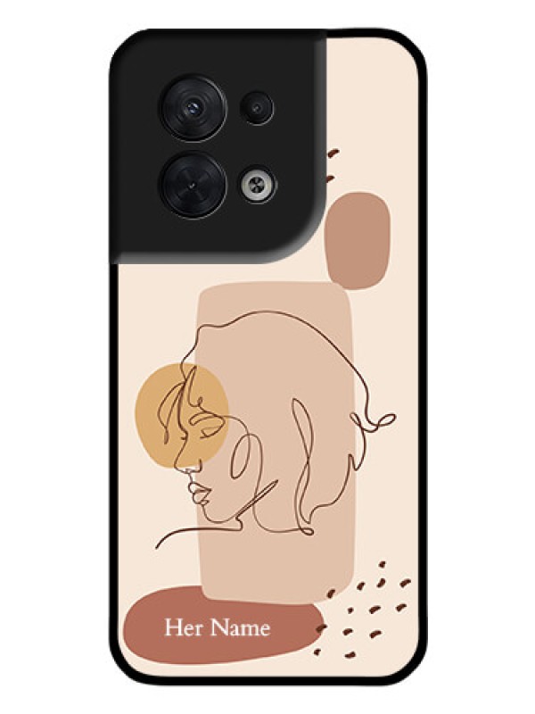 Custom Oppo Reno 8 5G Photo Printing on Glass Case - Calm Woman line art Design