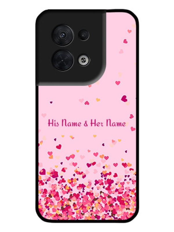 Custom Oppo Reno 8 5G Photo Printing on Glass Case - Floating Hearts Design