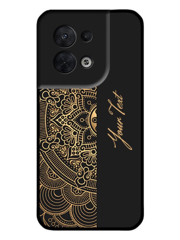 Custom Oppo Reno 8 5G Photo Printing on Glass Case - Mandala art with custom text Design