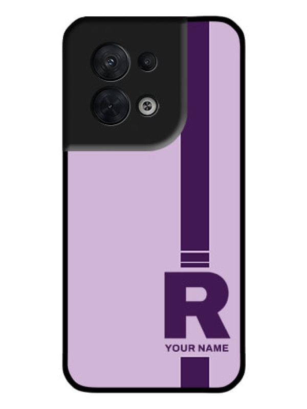 Custom Oppo Reno 8 5G Photo Printing on Glass Case - Simple dual tone stripe with name Design