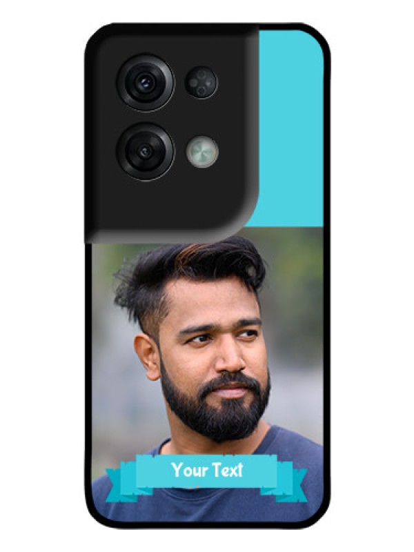 Custom Oppo Reno 8 Pro 5G Personalized Glass Phone Case - Simple Blue Color Design