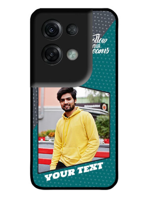 Custom Oppo Reno 8 Pro 5G Personalized Glass Phone Case - Background Pattern Design with Quote