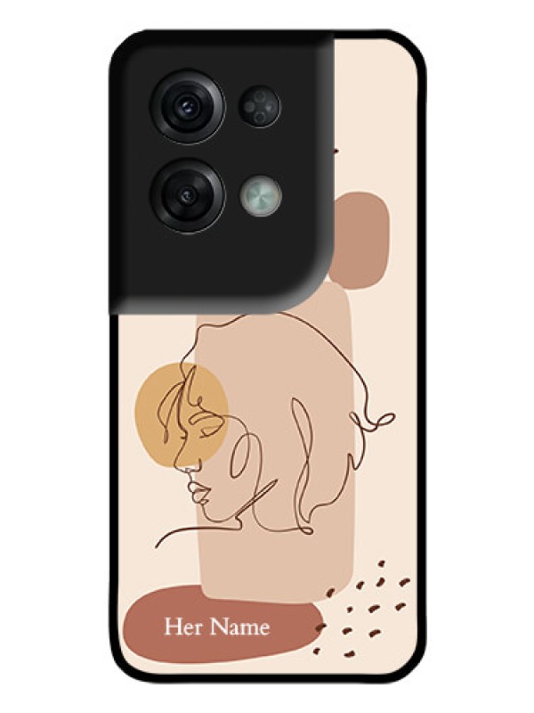 Custom Oppo Reno 8 Pro 5G Photo Printing on Glass Case - Calm Woman line art Design