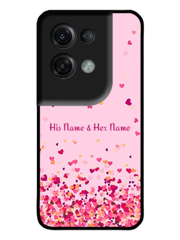 Custom Oppo Reno 8 Pro 5G Photo Printing on Glass Case - Floating Hearts Design
