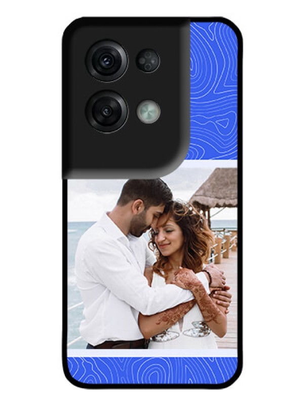Custom Oppo Reno 8 Pro 5G Custom Glass Mobile Case - Curved line art with blue and white Design