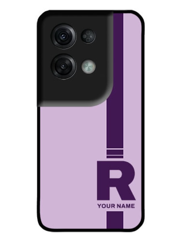 Custom Oppo Reno 8 Pro 5G Photo Printing on Glass Case - Simple dual tone stripe with name Design