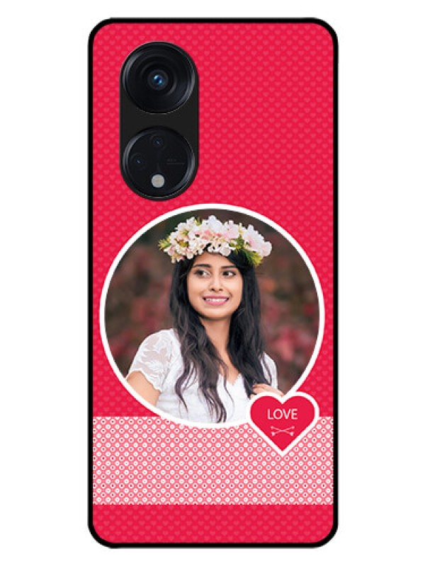 Custom Oppo Reno 8T 5G Personalised Glass Phone Case - Pink Pattern Design