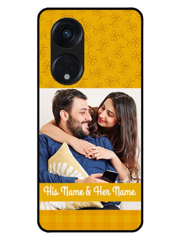 Custom Oppo Reno 8T 5G Custom Glass Mobile Case - Yellow Floral Design