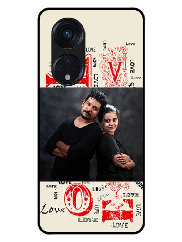 Custom Oppo Reno 8T 5G Photo Printing on Glass Case - Trendy Love Design Case