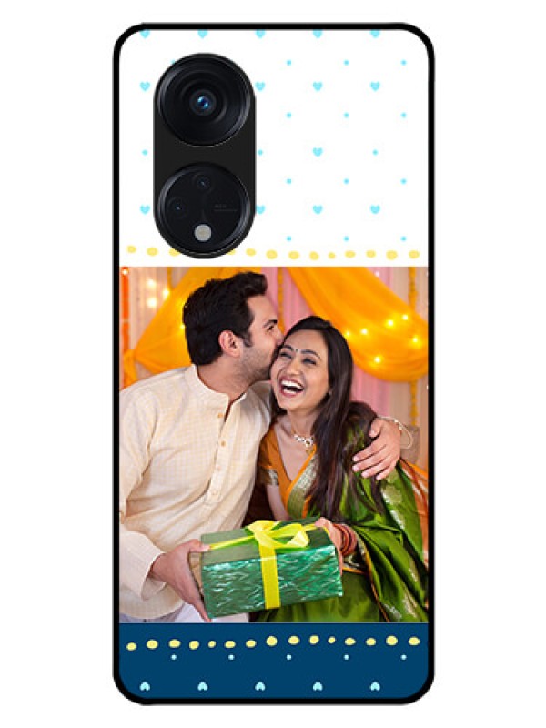 Custom Oppo Reno 8T 5G Personalized Glass Phone Case - White and Blue Abstract Design