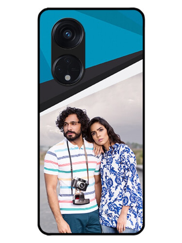 Custom Oppo Reno 8T 5G Photo Printing on Glass Case - Simple Pattern Photo Upload Design