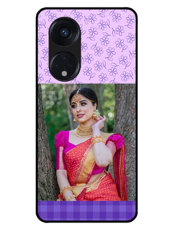 Custom Oppo Reno 8T 5G Custom Glass Phone Case - Purple Floral Design
