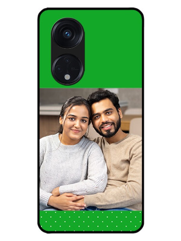 Custom Oppo Reno 8T 5G Personalized Glass Phone Case - Green Pattern Design