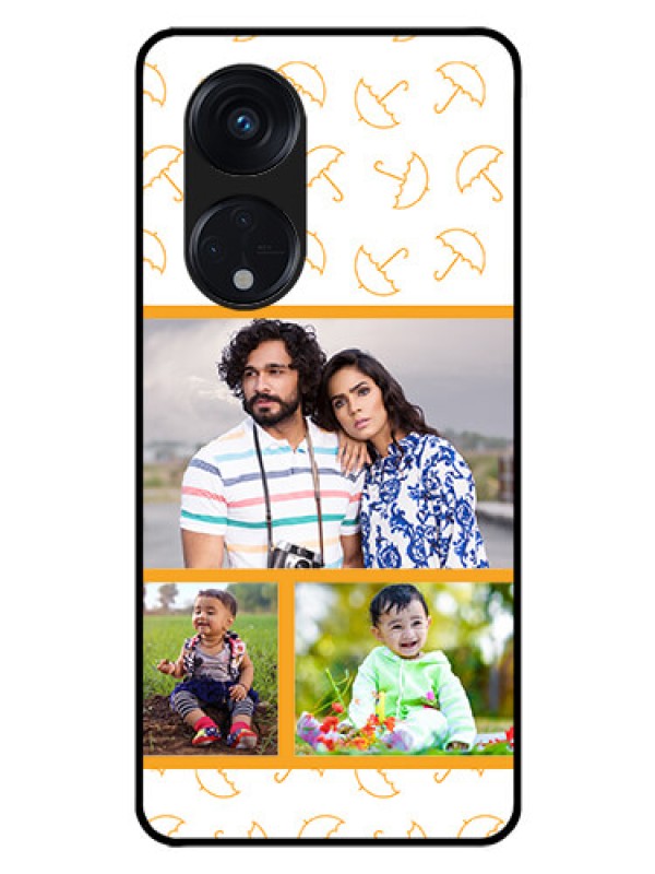 Custom Oppo Reno 8T 5G Custom Glass Mobile Case - Yellow Pattern Design