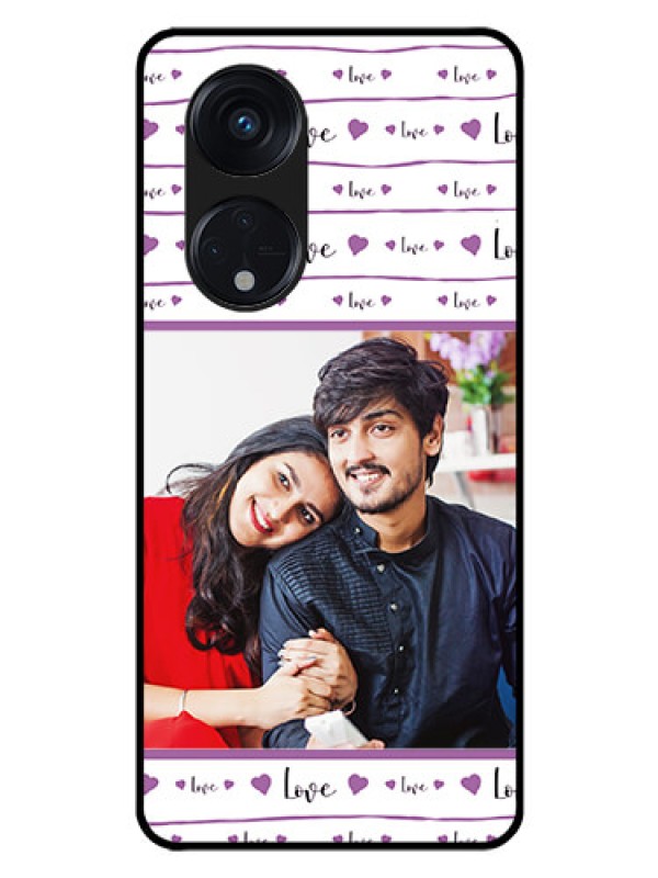 Custom Oppo Reno 8T 5G Custom Glass Mobile Case - Couples Heart Design