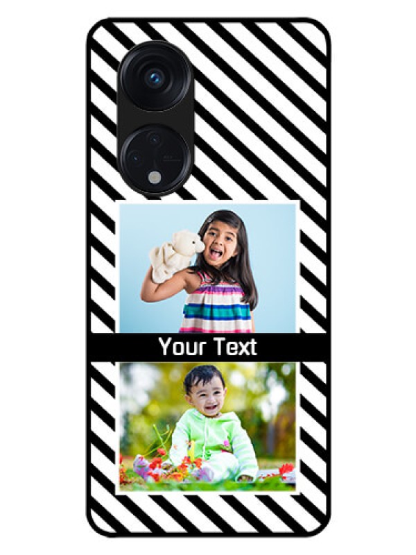 Custom Oppo Reno 8T 5G Photo Printing on Glass Case - Black And White Stripes Design