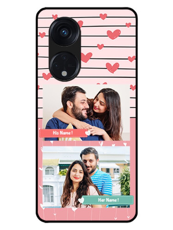 Custom Oppo Reno 8T 5G Custom Glass Mobile Case - Photo with Heart Design