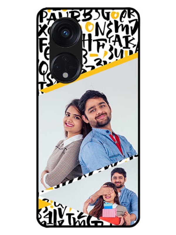 Custom Oppo Reno 8T 5G Custom Glass Mobile Case - Letters Pattern Design