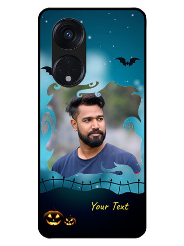 Custom Oppo Reno 8T 5G Custom Glass Phone Case - Halloween frame design