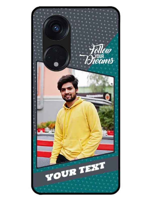 Custom Oppo Reno 8T 5G Personalized Glass Phone Case - Background Pattern Design with Quote