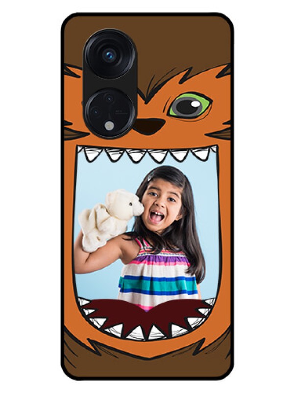 Custom Oppo Reno 8T 5G Photo Printing on Glass Case - Owl Monster Back Case Design