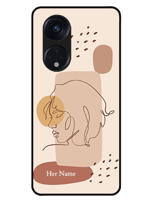 Custom Oppo Reno 8T 5G Photo Printing on Glass Case - Calm Woman line art Design