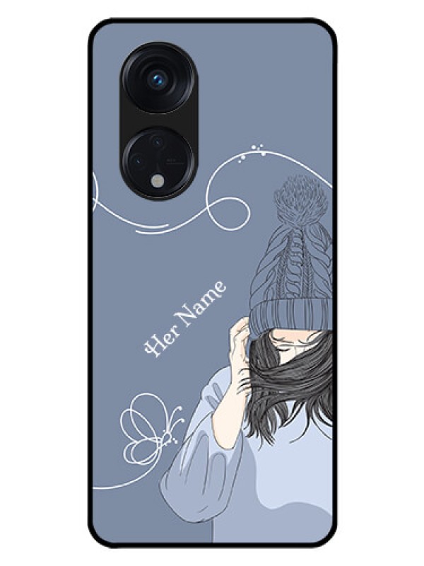 Custom Oppo Reno 8T 5G Custom Glass Mobile Case - Girl in winter outfit Design