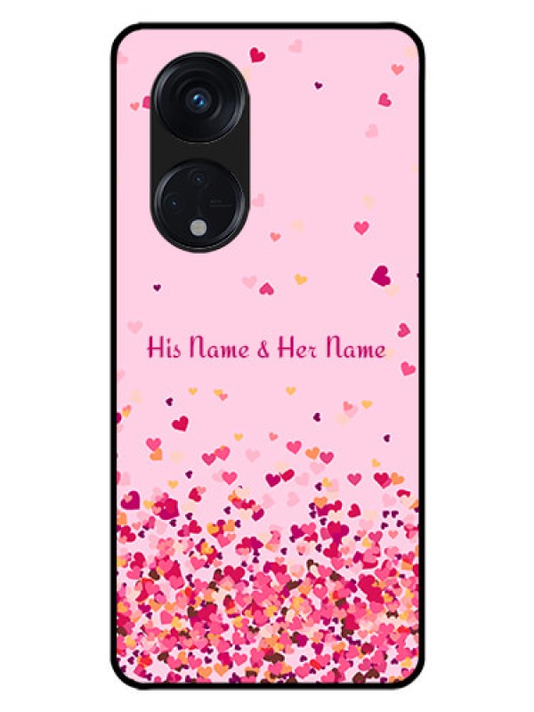 Custom Oppo Reno 8T 5G Photo Printing on Glass Case - Floating Hearts Design