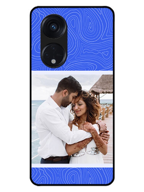 Custom Oppo Reno 8T 5G Custom Glass Mobile Case - Curved line art with blue and white Design