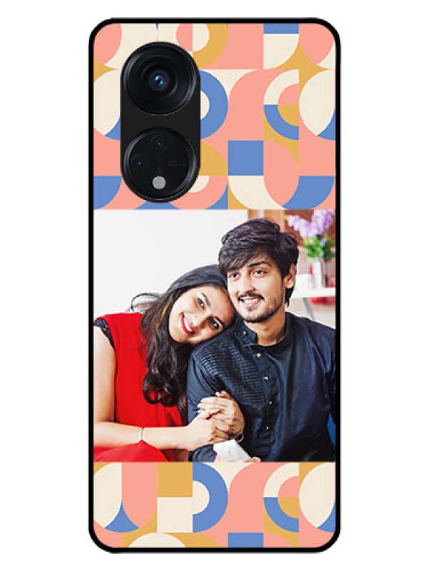 Custom Oppo Reno 8T 5G Photo Printing on Glass Case - Semi-circle Maze Pattern Design