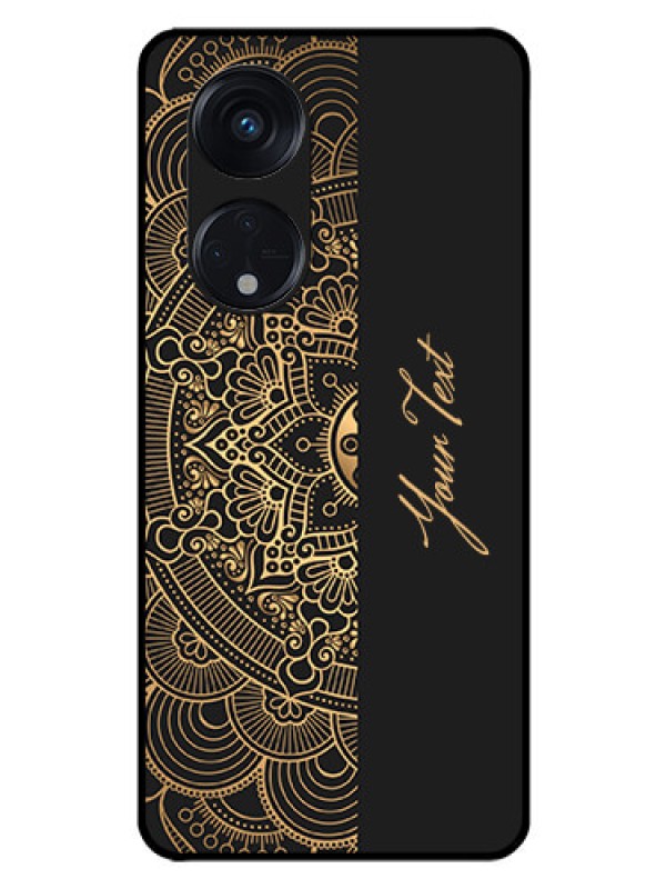 Custom Oppo Reno 8T 5G Photo Printing on Glass Case - Mandala art with custom text Design