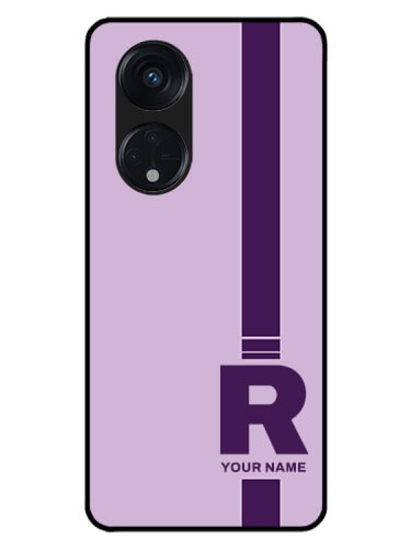 Custom Oppo Reno 8T 5G Photo Printing on Glass Case - Simple dual tone stripe with name Design